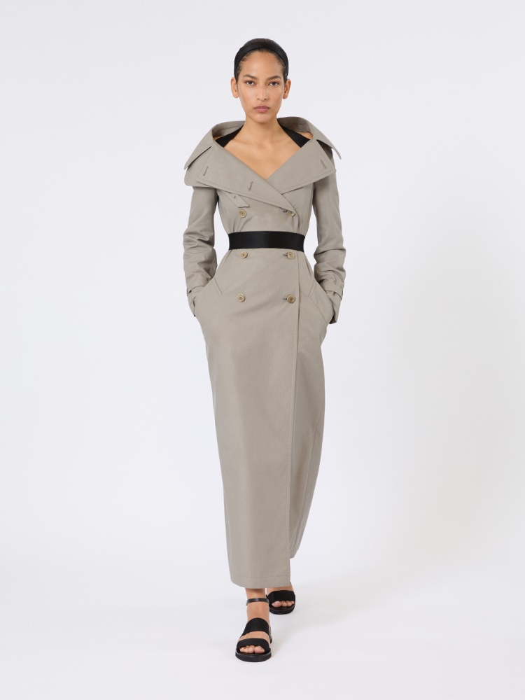 Long water-repellent cotton twill trench coat - MEDIUM GREY - Max Mara - 1