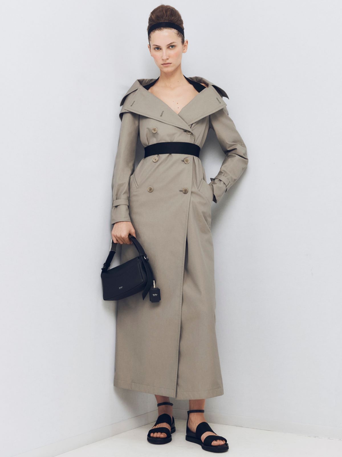 Long water-repellent cotton twill trench coat - MEDIUM GREY - Max Mara
