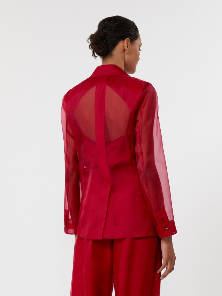 Silk organza blazer - GERANIUM - 3