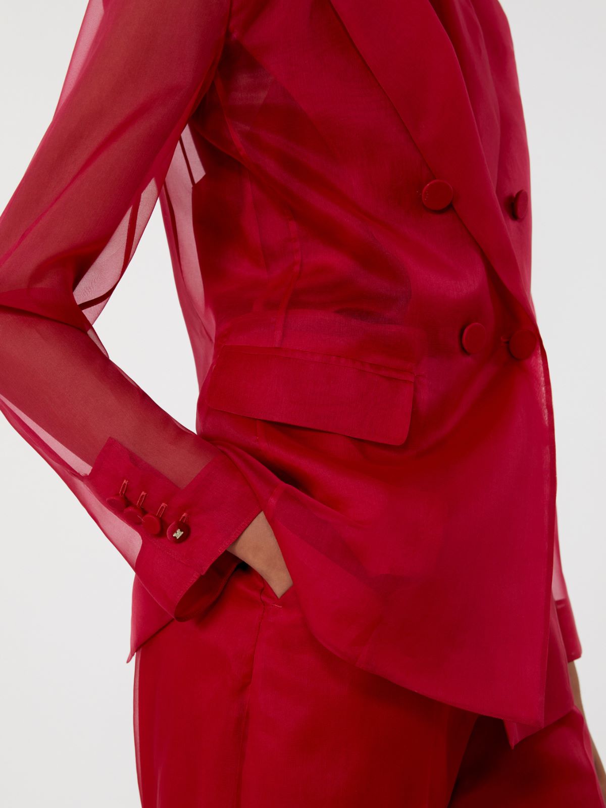 Silk organza blazer - GERANIUM - 4