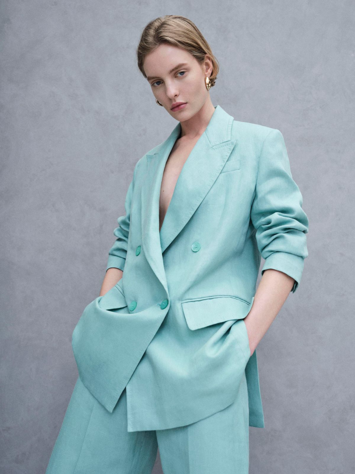 Olimpia Jacket in Chevron linen - WATER - Max Mara