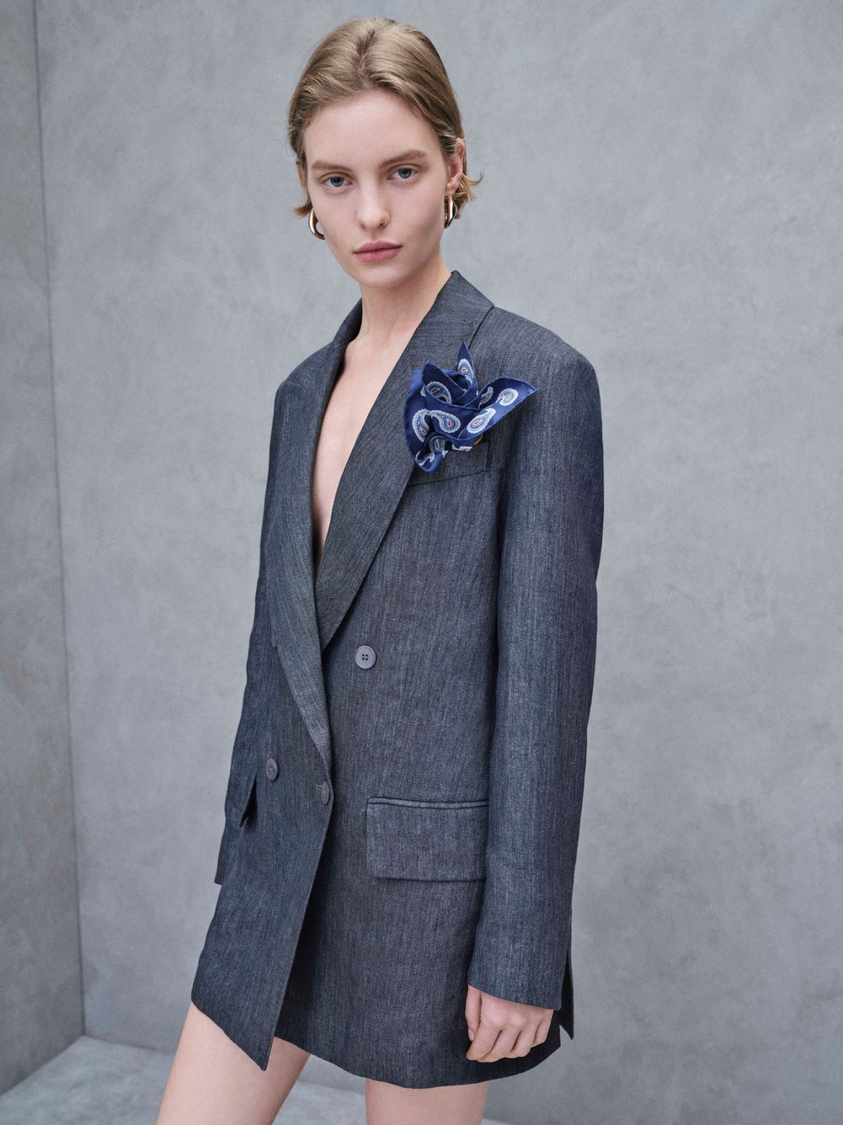 Olimpia Jacket in Chevron wool + MEDIUM GREY - Max Mara