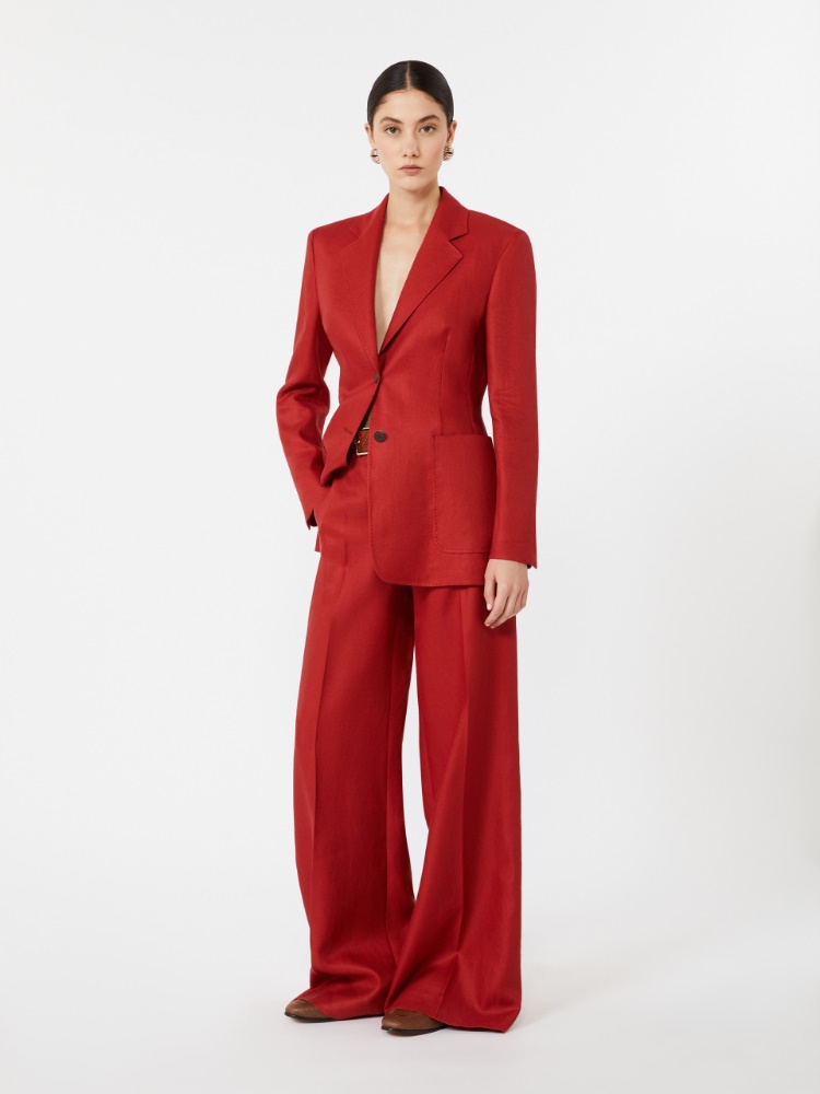 Pure linen blazer - RED - Max Mara - 1