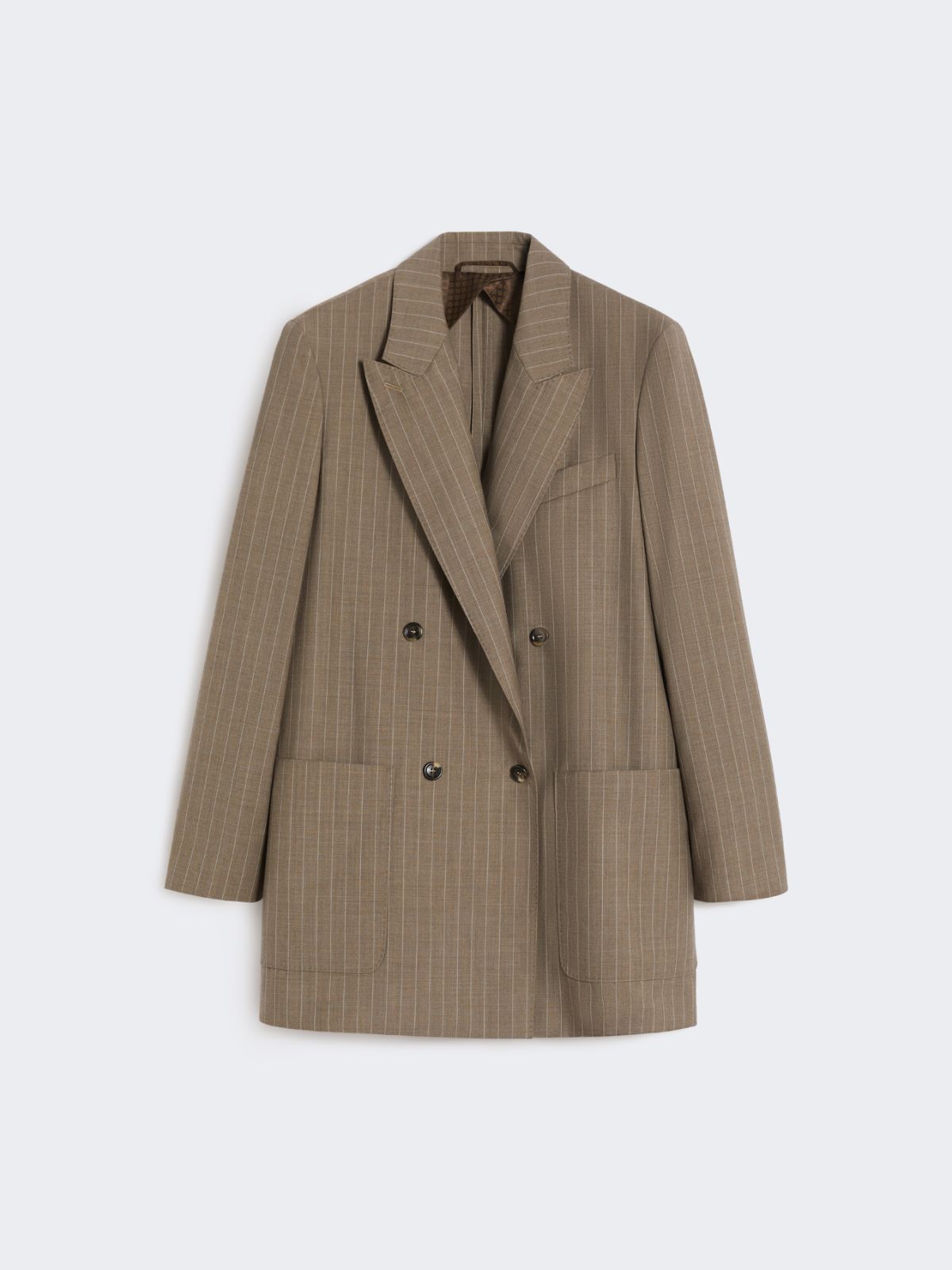 Oversized pinstripe woollen cloth blazer - HAZELNUT BROWN - Max Mara - 4