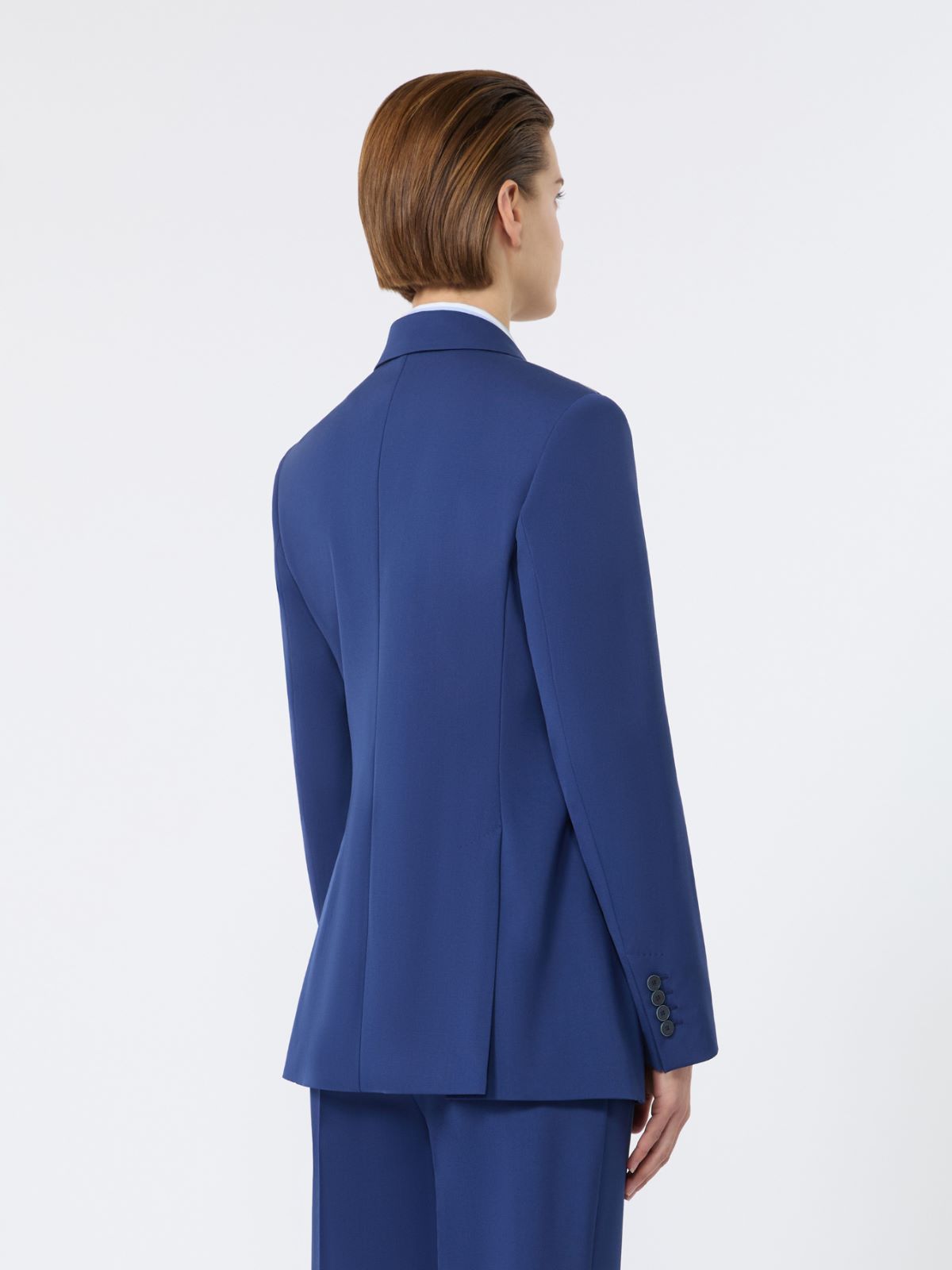 Blazer con cierre cruzado de doble botón de lana confort - AZUL CHINA - Max Mara - 6