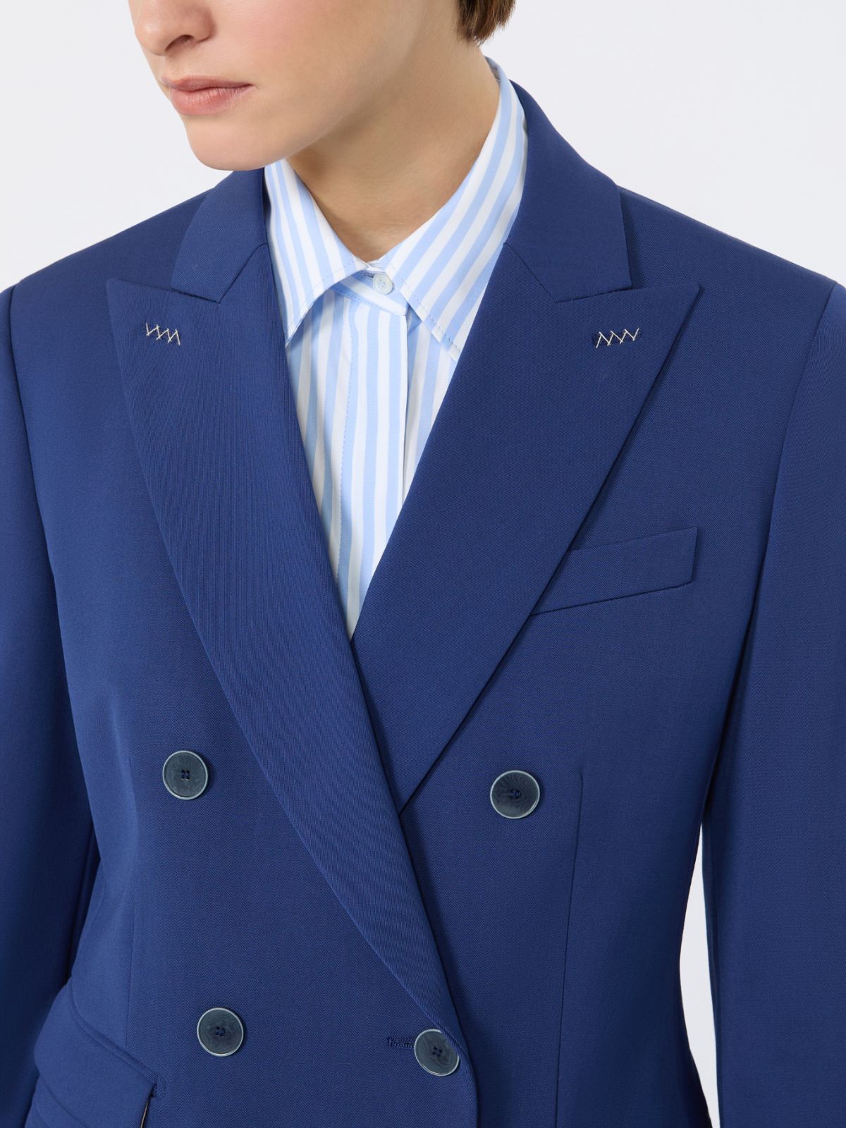 Blazer con cierre cruzado de doble botón de lana confort - AZUL CHINA - Max Mara - 6