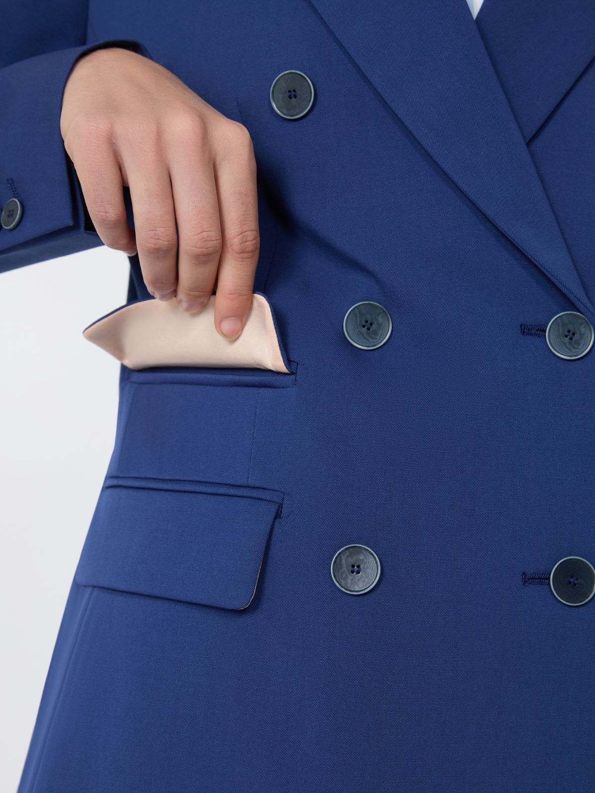 Blazer con cierre cruzado de doble botón de lana confort - AZUL CHINA - Max Mara - 6