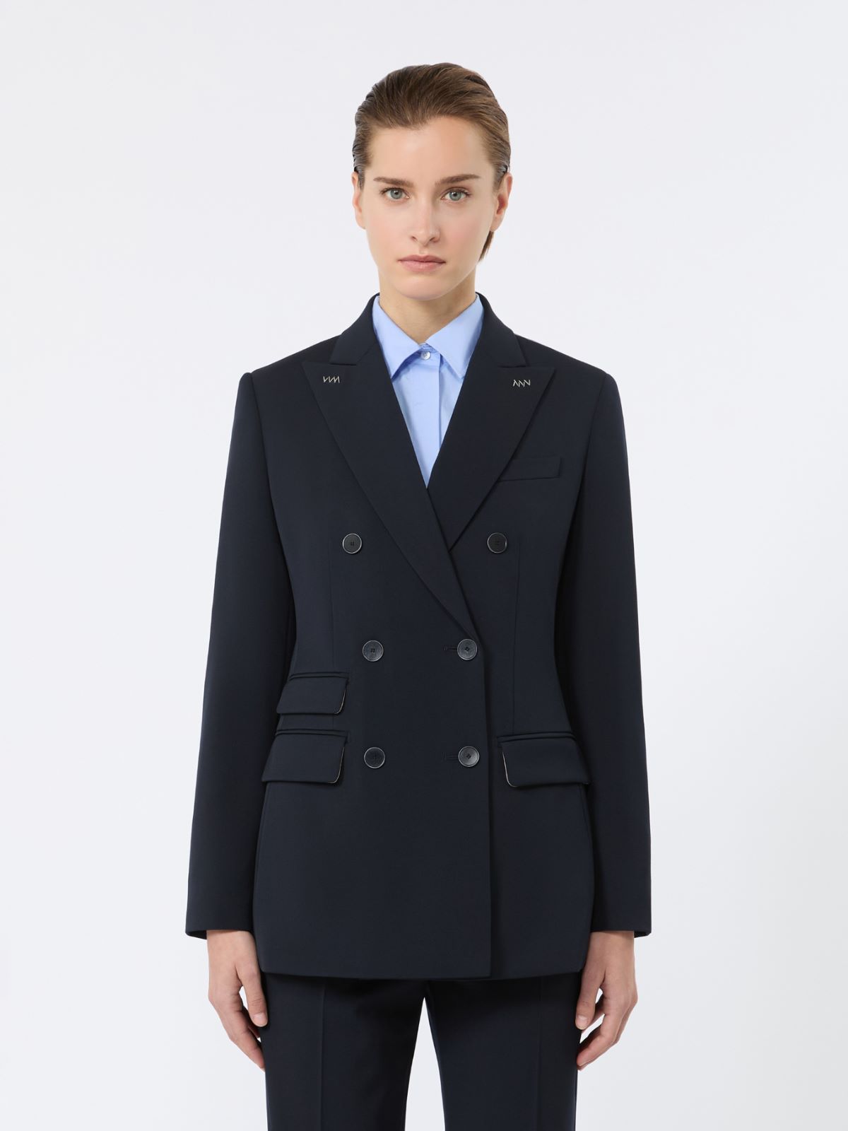 Blazer double boutonnage en laine confortable - BLEU MARINE - Max Mara - 6