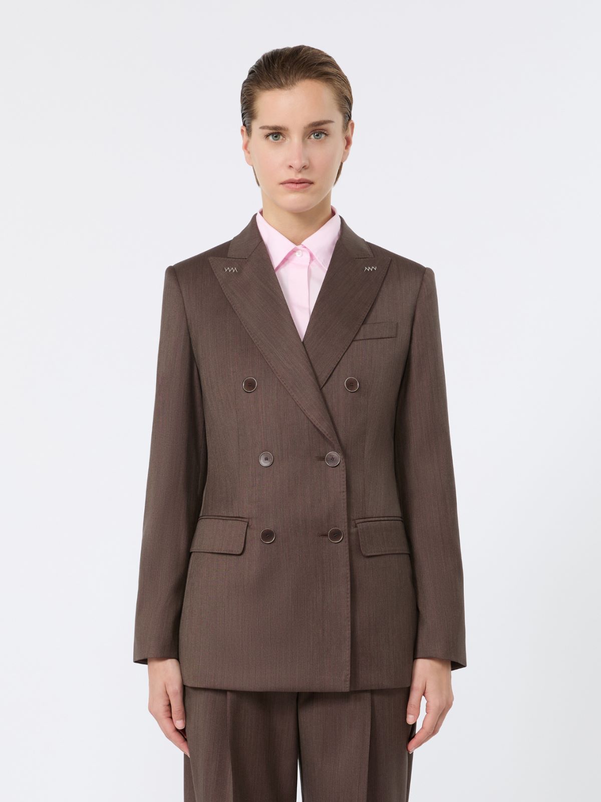 Double-breasted wool and silk blazer - TOBACCO - Max Mara - 6