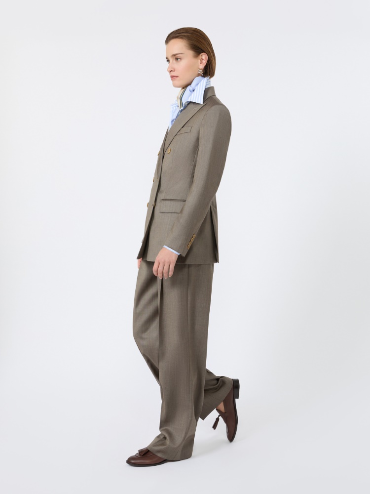 Double-breasted wool and silk blazer - CAMEL - Max Mara