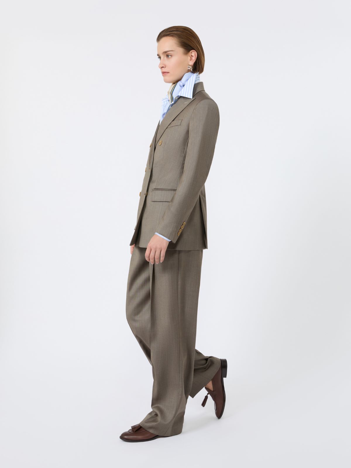 Double-breasted wool and silk blazer - CAMEL - Max Mara - 6