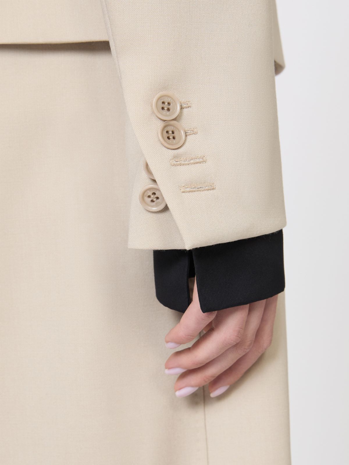 [プラチド] ウール モヘヤ ダブルブレスト ジャケット - SAND - Max Mara - 5