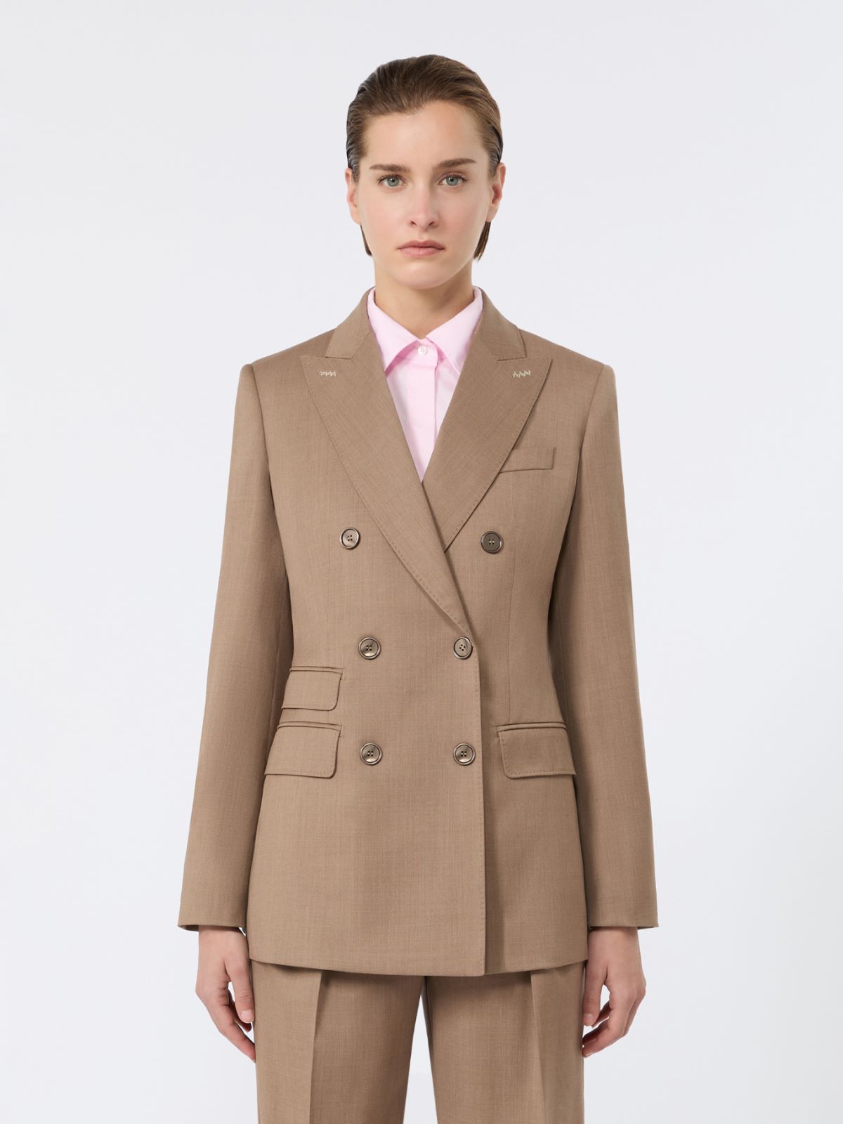 Blazer à double boutonnage en sergé de laine - NOISETTE - Max Mara - 6