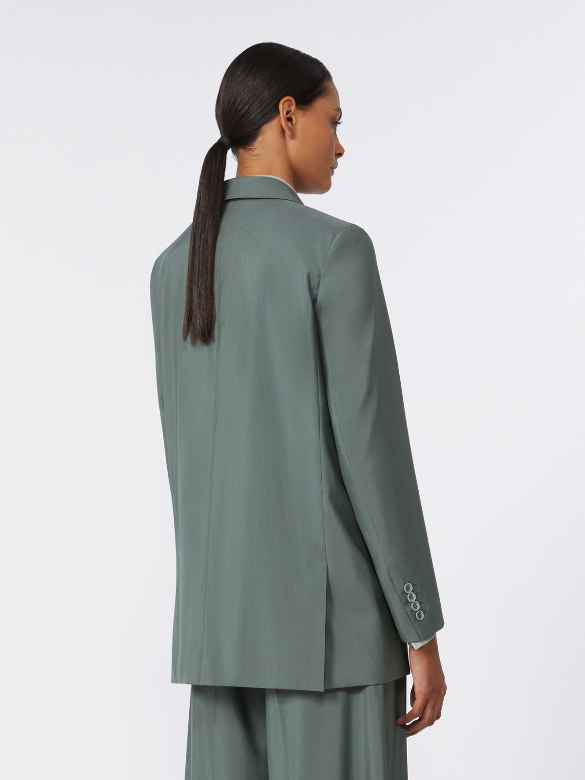 Double-breasted wool and silk blazer - DARK GREEN - Max Mara - 8