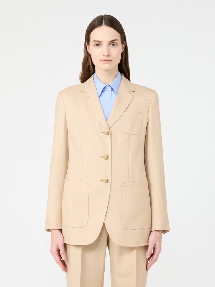 Single-breasted camel blazer - ALBINO - 2