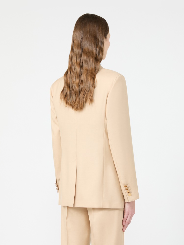 Single-breasted camel blazer - ALBINO - 3
