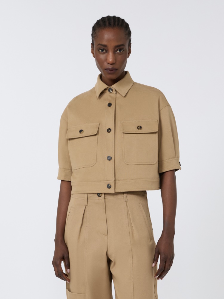 Stretch cotton cropped jacket - SAND - Max Mara - 2