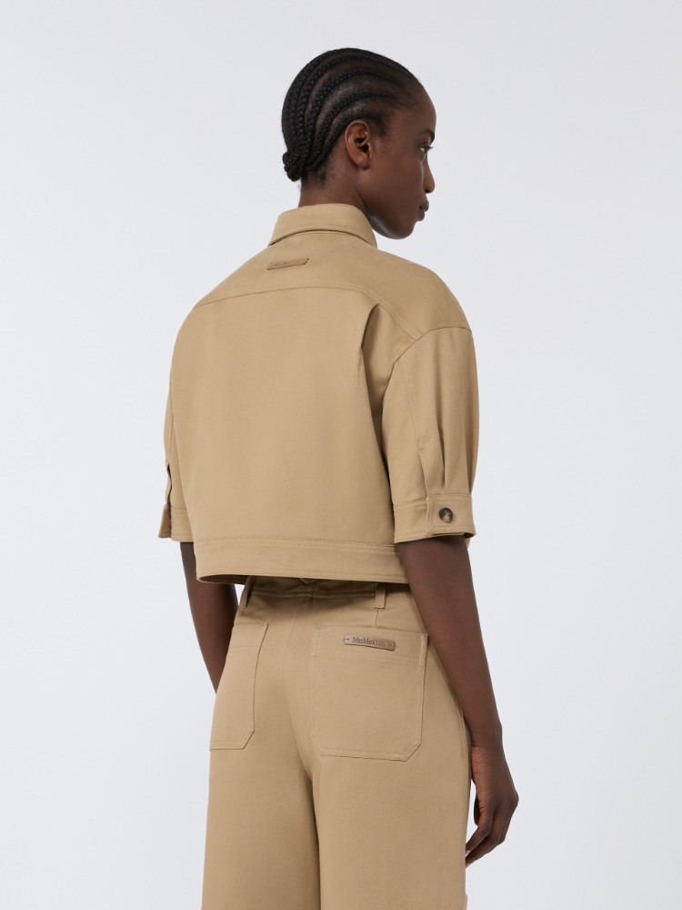 Stretch cotton cropped jacket - SAND - Max Mara - 3