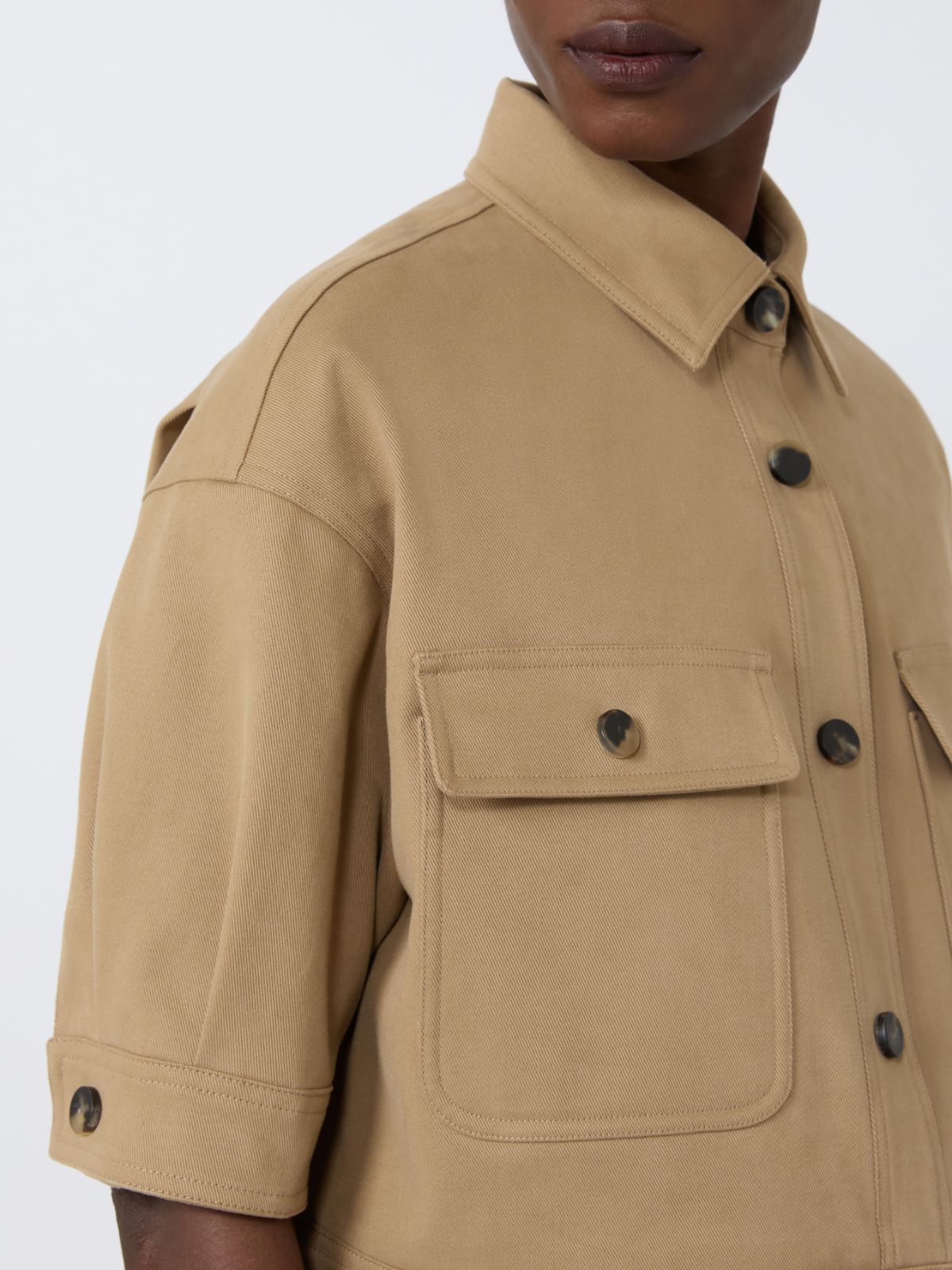 Stretch cotton cropped jacket - SAND - Max Mara - 4