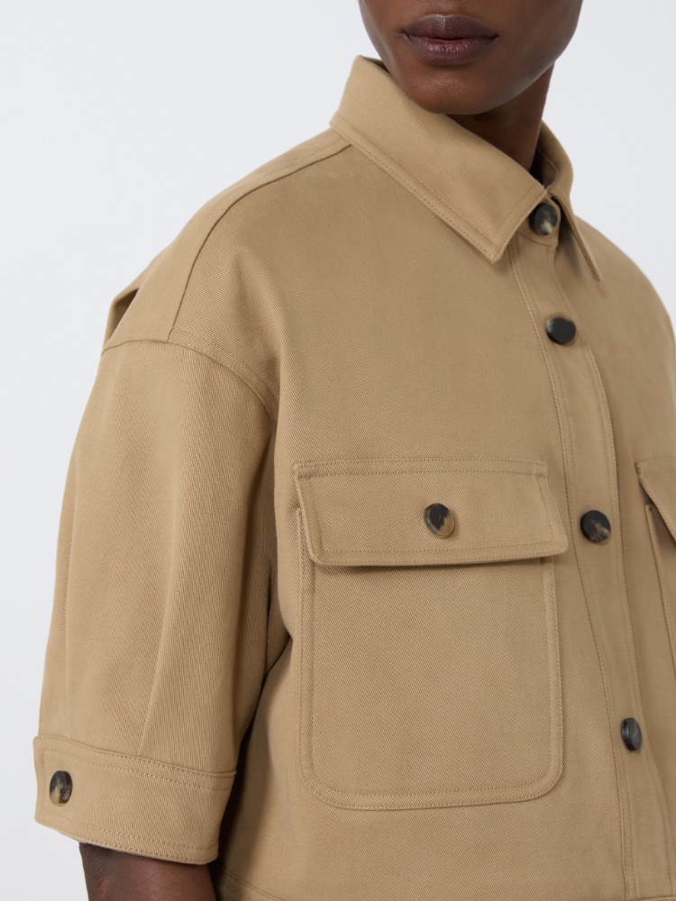 Stretch cotton cropped jacket - SAND - Max Mara - 4