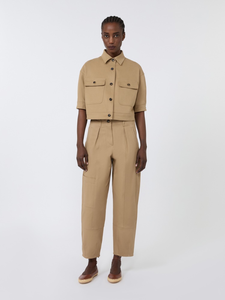 Stretch cotton cropped jacket - SAND - Max Mara - 1
