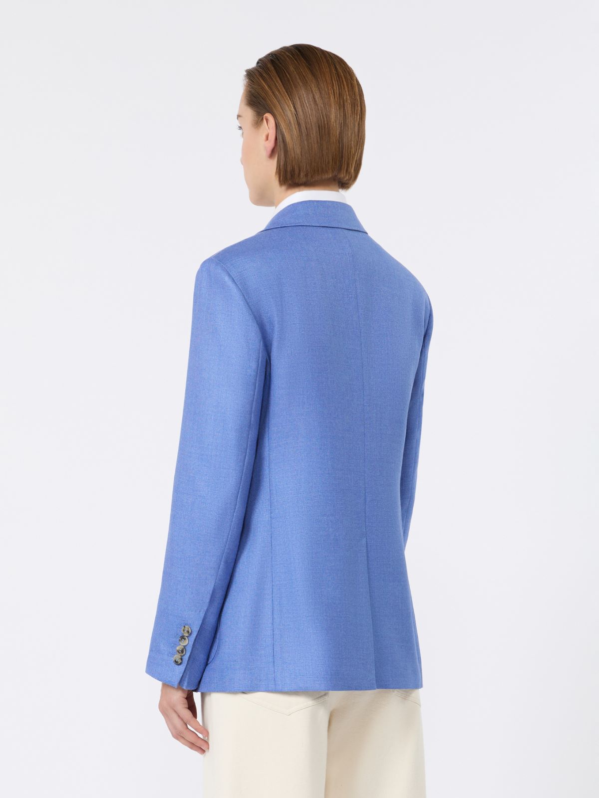 Single-breasted wool and silk canvas blazer - LIGHT BLUE - Max Mara - 6