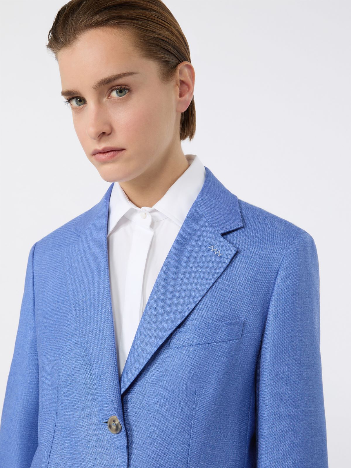Single-breasted wool and silk canvas blazer - LIGHT BLUE - Max Mara - 6