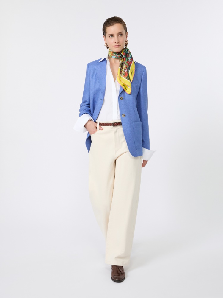 Single-breasted wool and silk canvas blazer - LIGHT BLUE - Max Mara