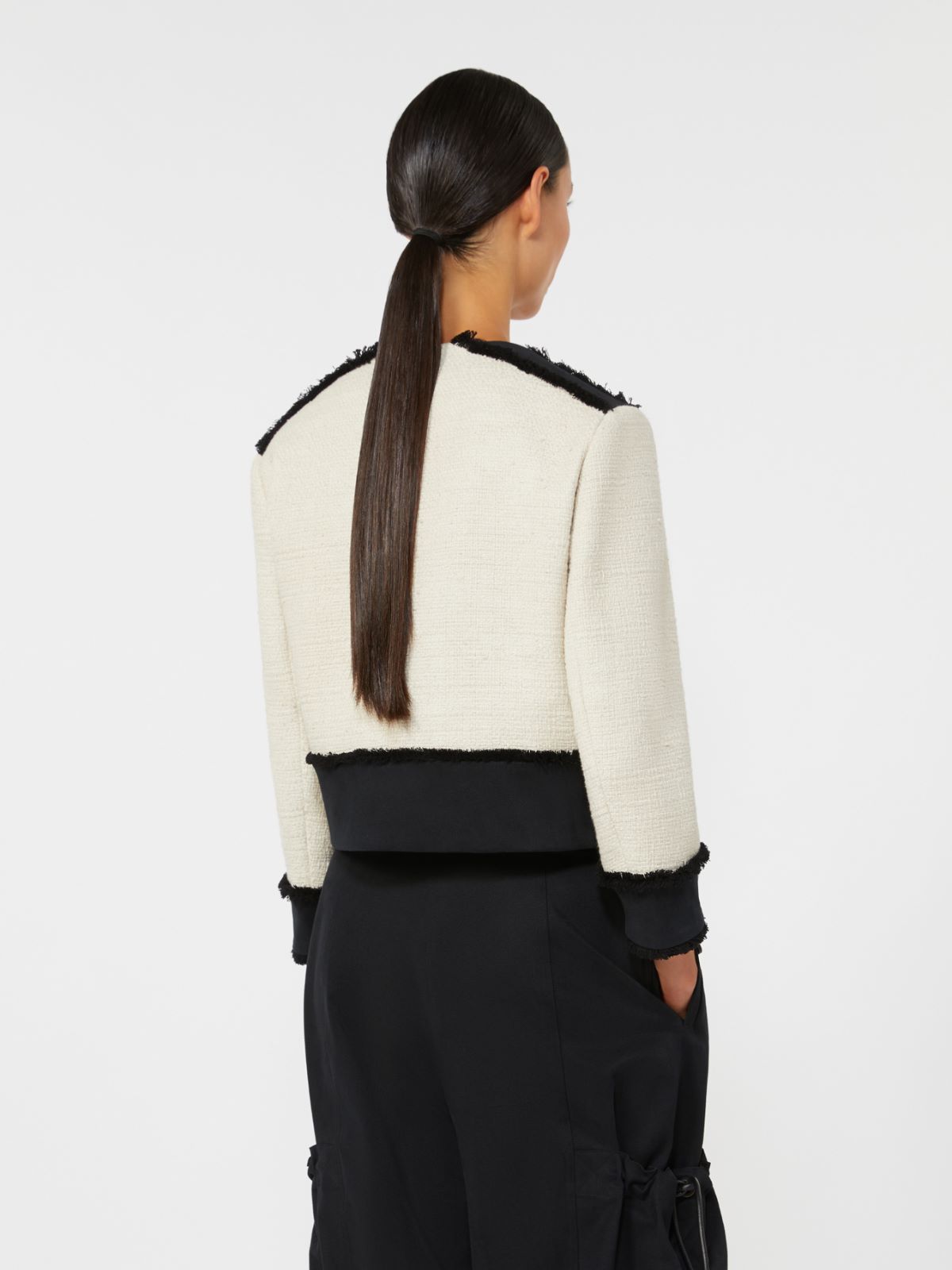 Cotton and linen basketweave jacket - BEIGE - Max Mara - 9