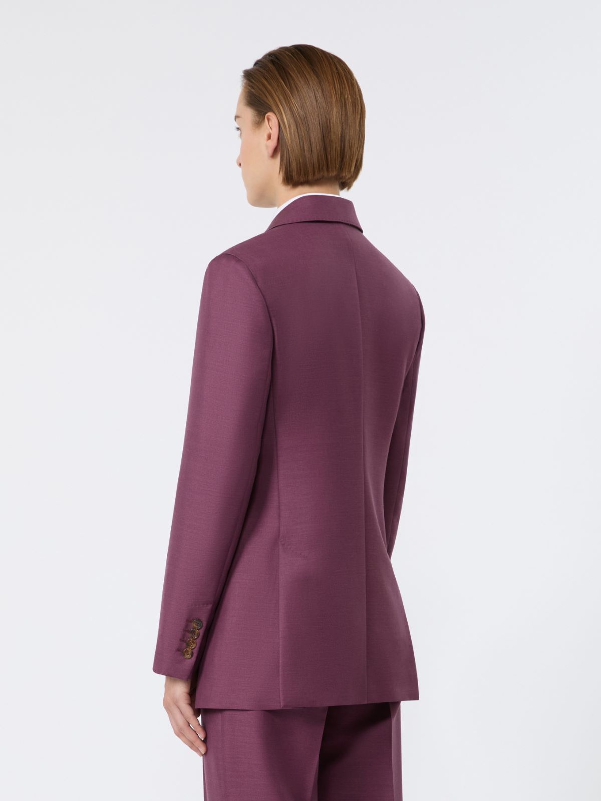 Wool, mohair and silk double-breasted blazer - WINE-COLOURED - Max Mara - 5