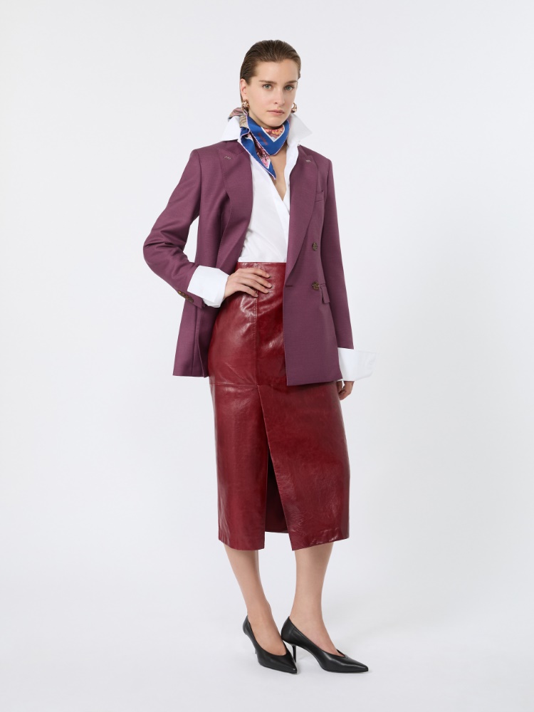 Wool, mohair and silk double-breasted blazer - WINE-COLOURED - Max Mara