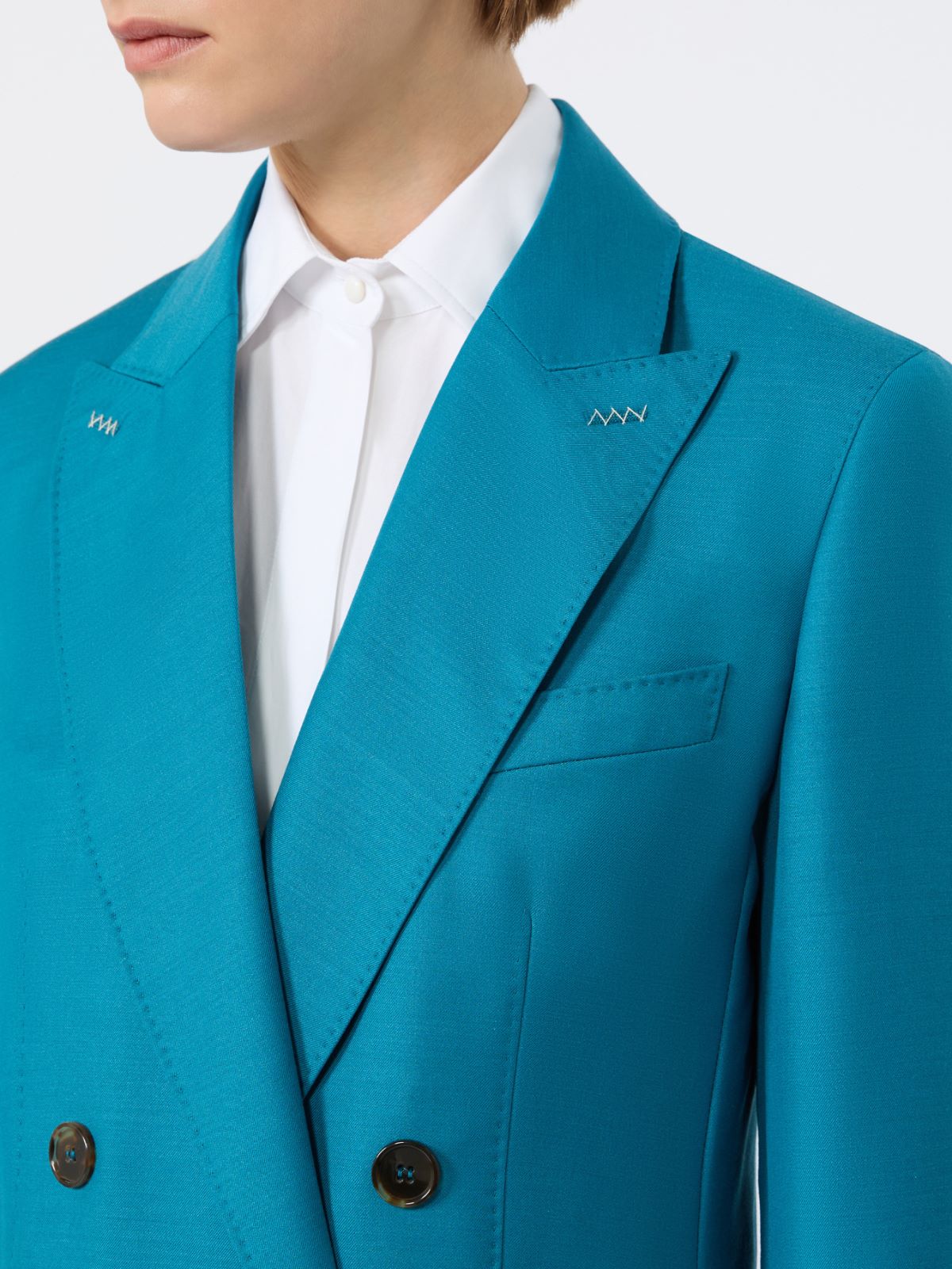 Wool, mohair and silk double-breasted blazer - TURQUOISE - Max Mara - 6