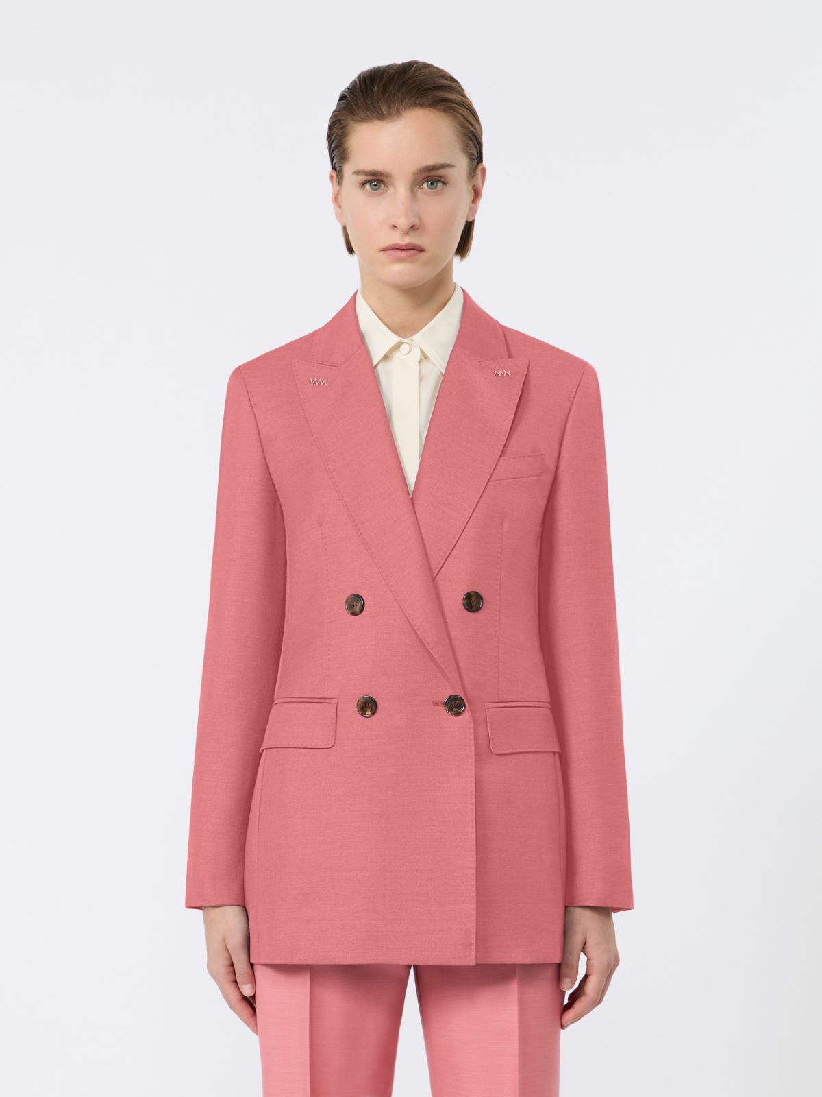 Wool, mohair and silk double-breasted blazer - CORAL - Max Mara - 6
