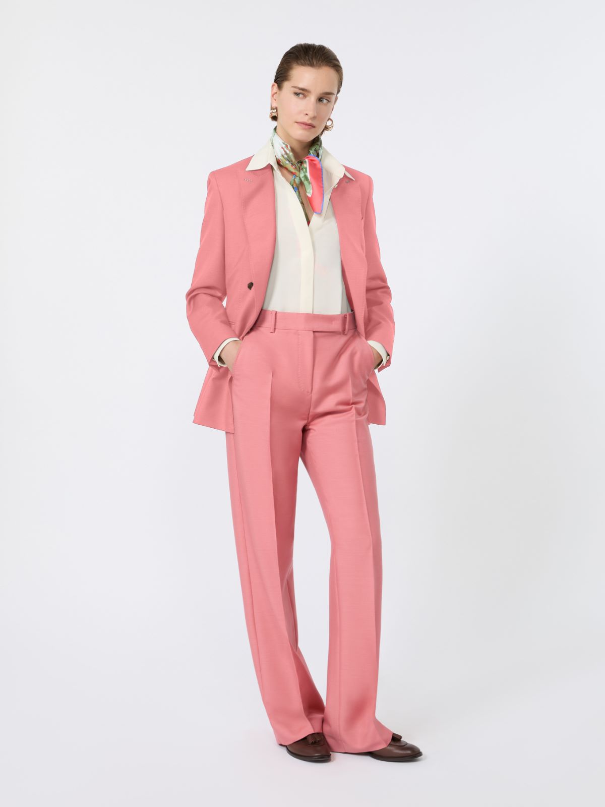 Wool, mohair and silk double-breasted blazer - CORAL - Max Mara