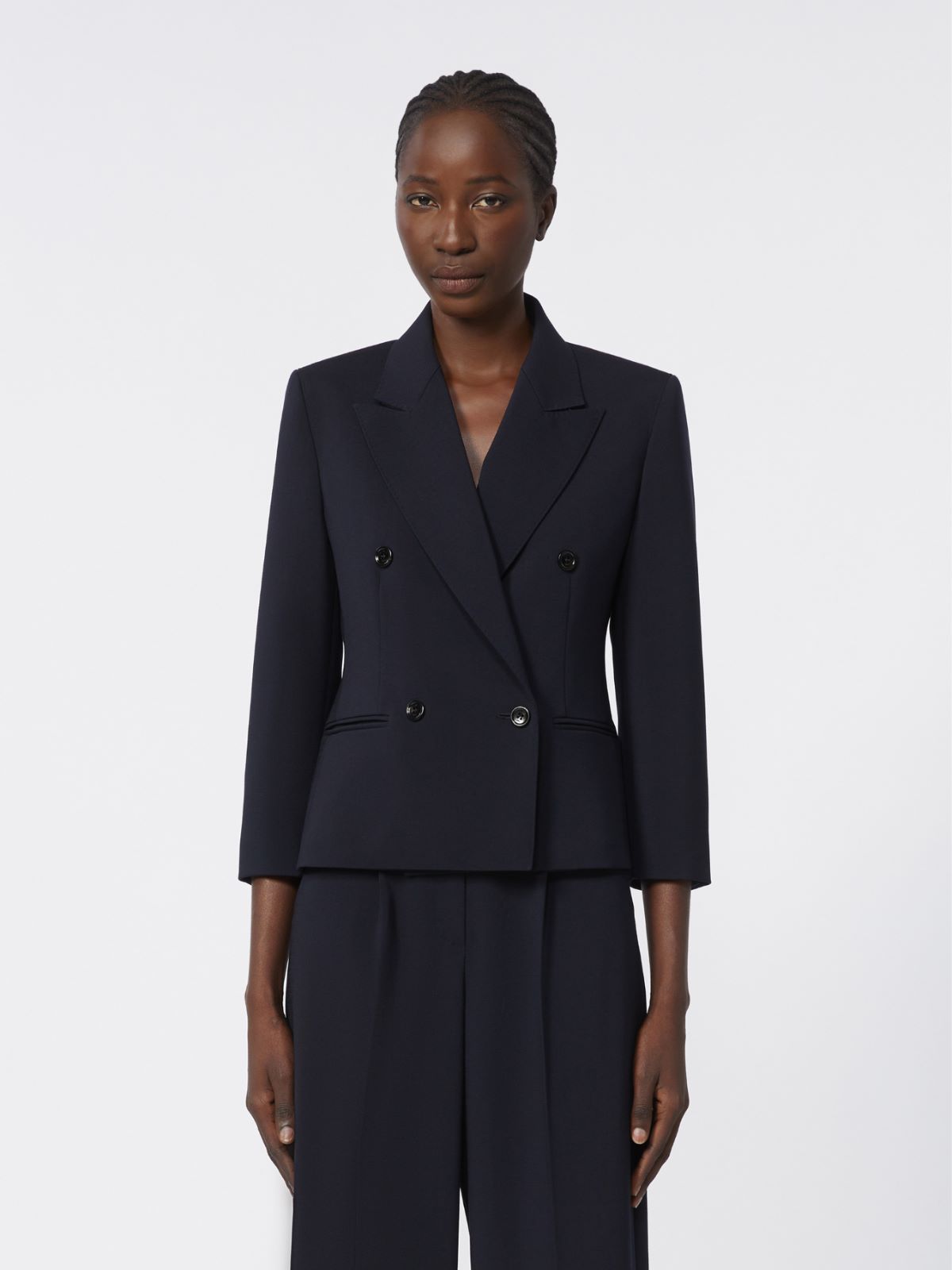 Blazer crop in tela di lana - BLU MARINO - Max Mara - 4