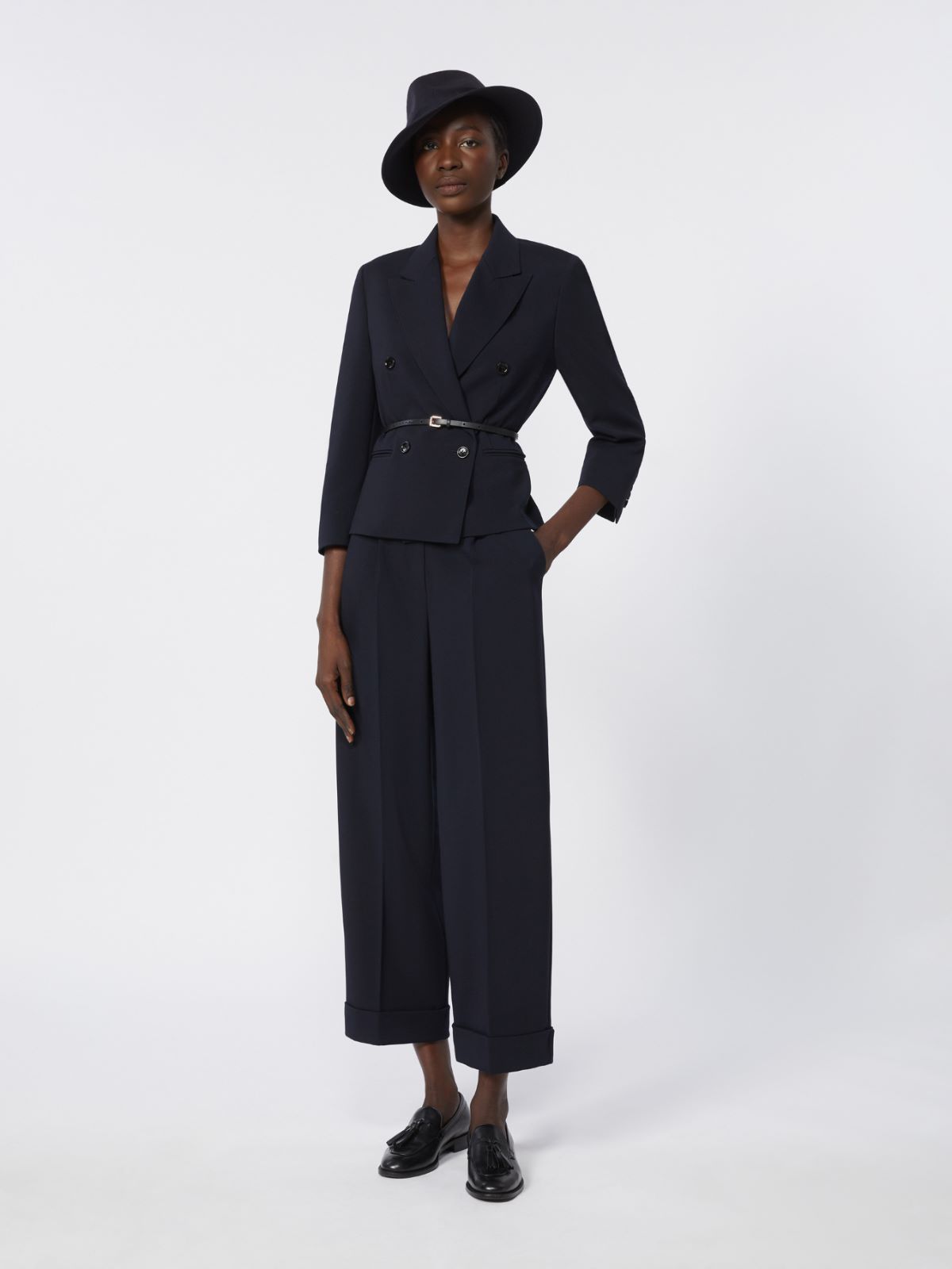 Blazer crop in tela di lana - BLU MARINO - Max Mara - 4