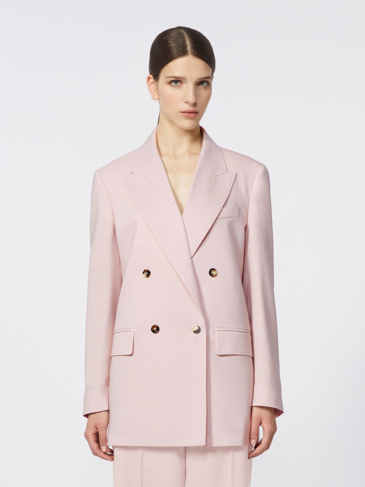 Double-breasted wool, mohair and silk blazer - BEIGE PINK - Max Mara - 5