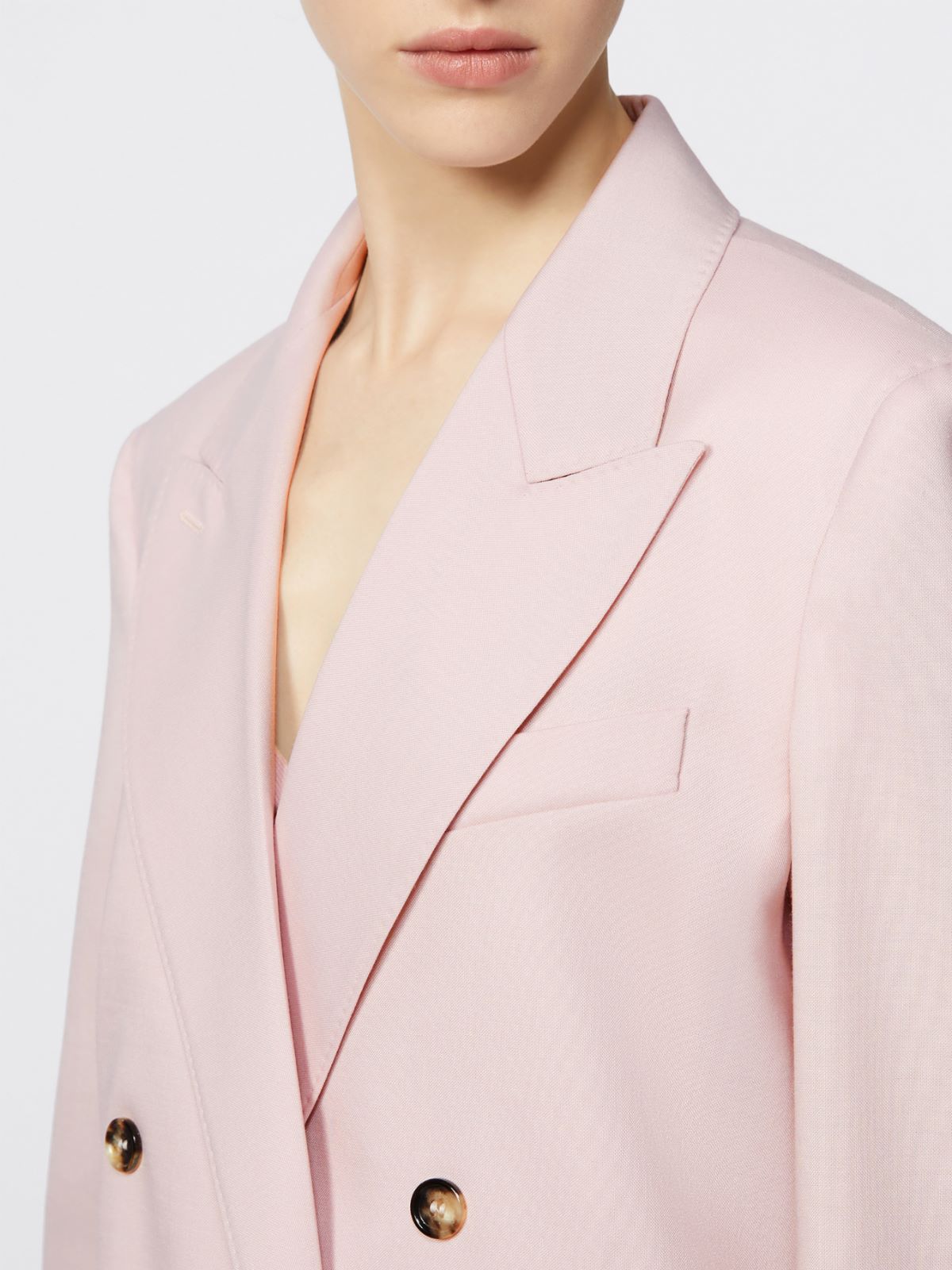 Double-breasted wool, mohair and silk blazer - BEIGE PINK - Max Mara - 5
