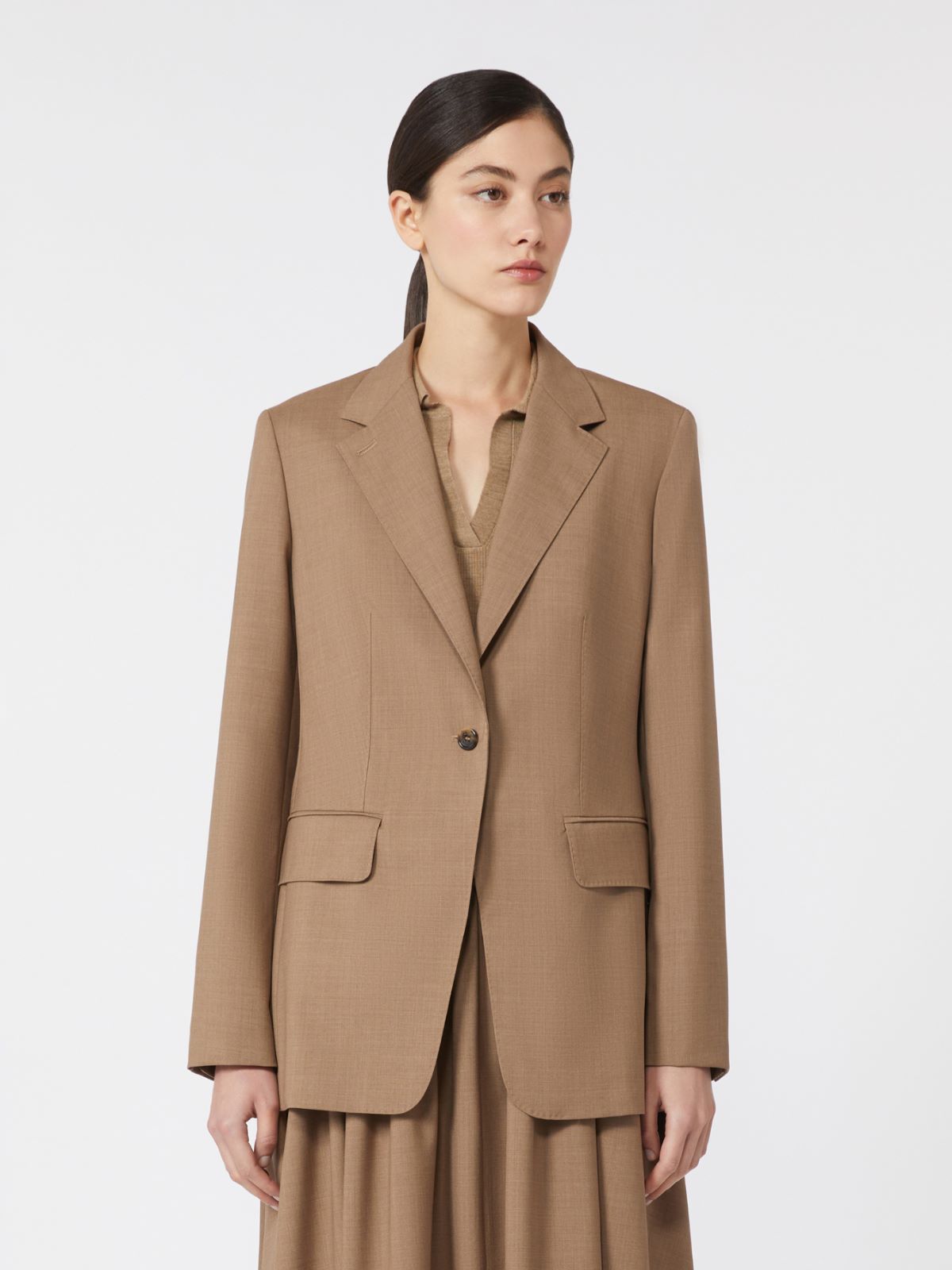 Single-breasted woollen cloth blazer - HAZELNUT BROWN - Max Mara - 4