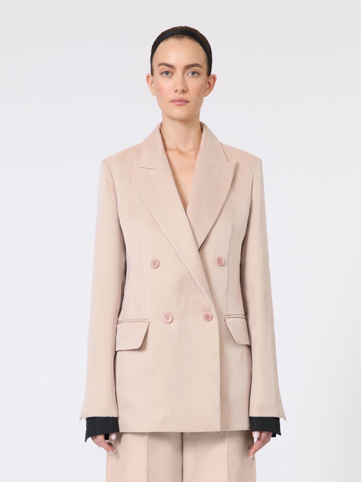 Oversized blazer in organza and linen canvas - CAMEL - Max Mara - 2