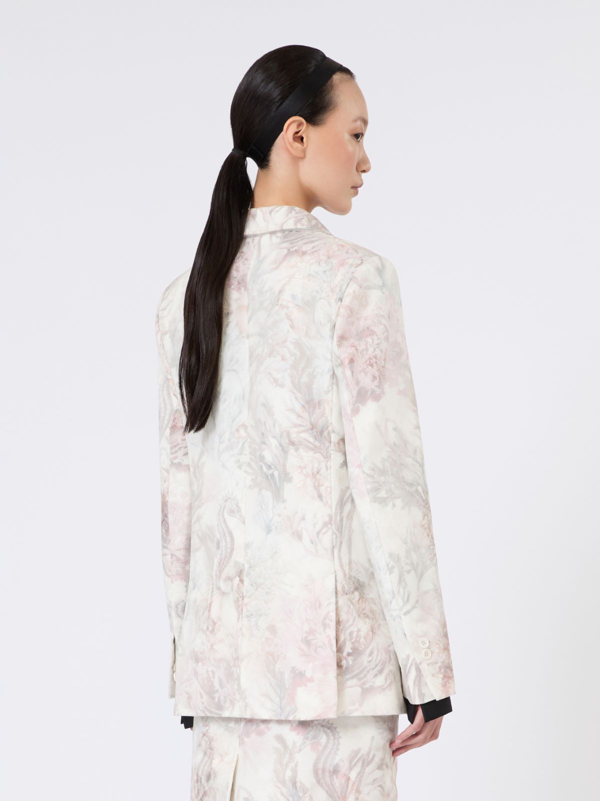 Slim-fit blazer in printed organza and gabardine - WHITE - Max Mara - 3