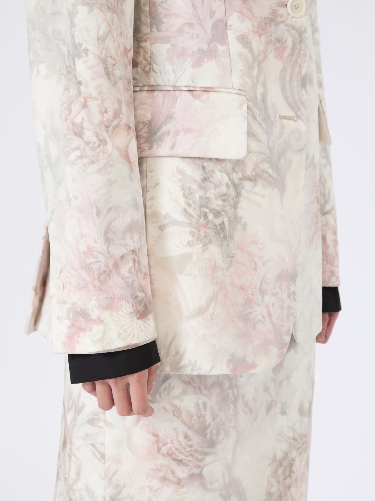 Slim-fit blazer in printed organza and gabardine - WHITE - Max Mara - 4