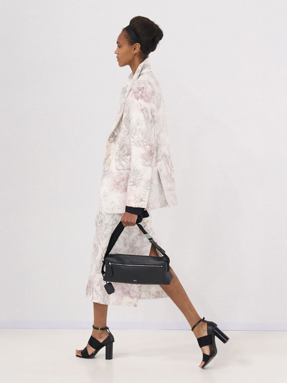 Slim-fit blazer in printed organza and gabardine + WHITE - Max Mara