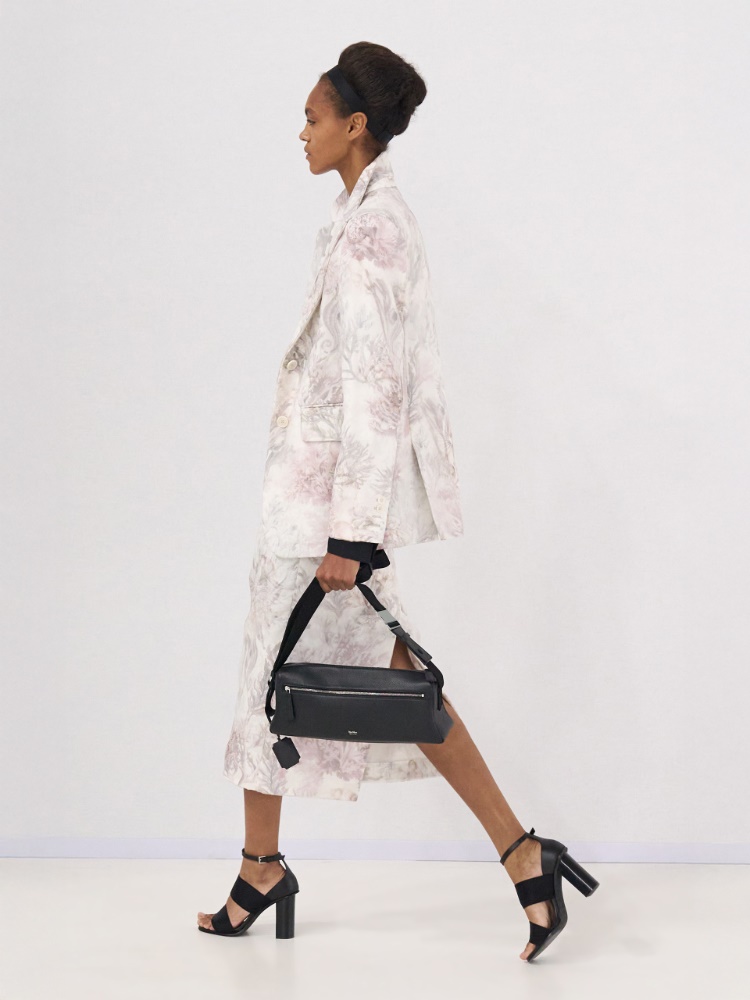 Slim-fit blazer in printed organza and gabardine + WHITE - Max Mara