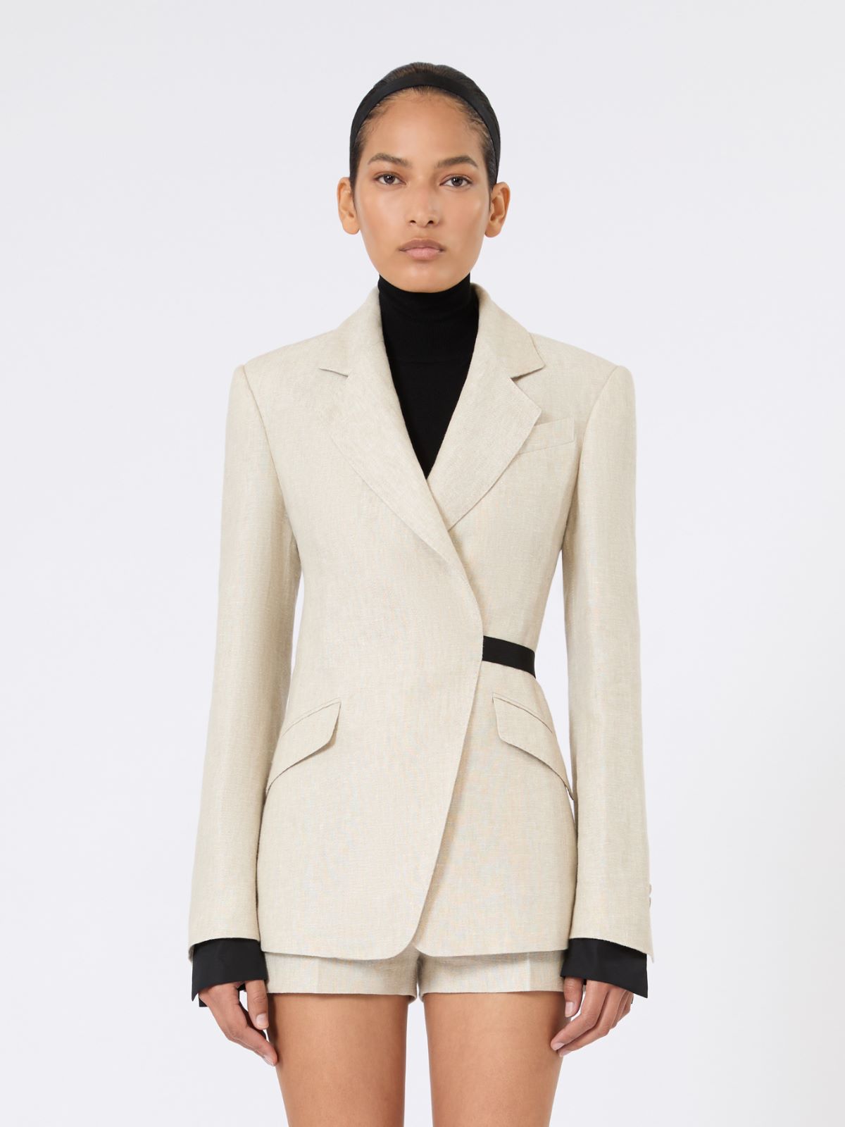 Double-breasted blazer in linen drill - SAND - Max Mara - 2