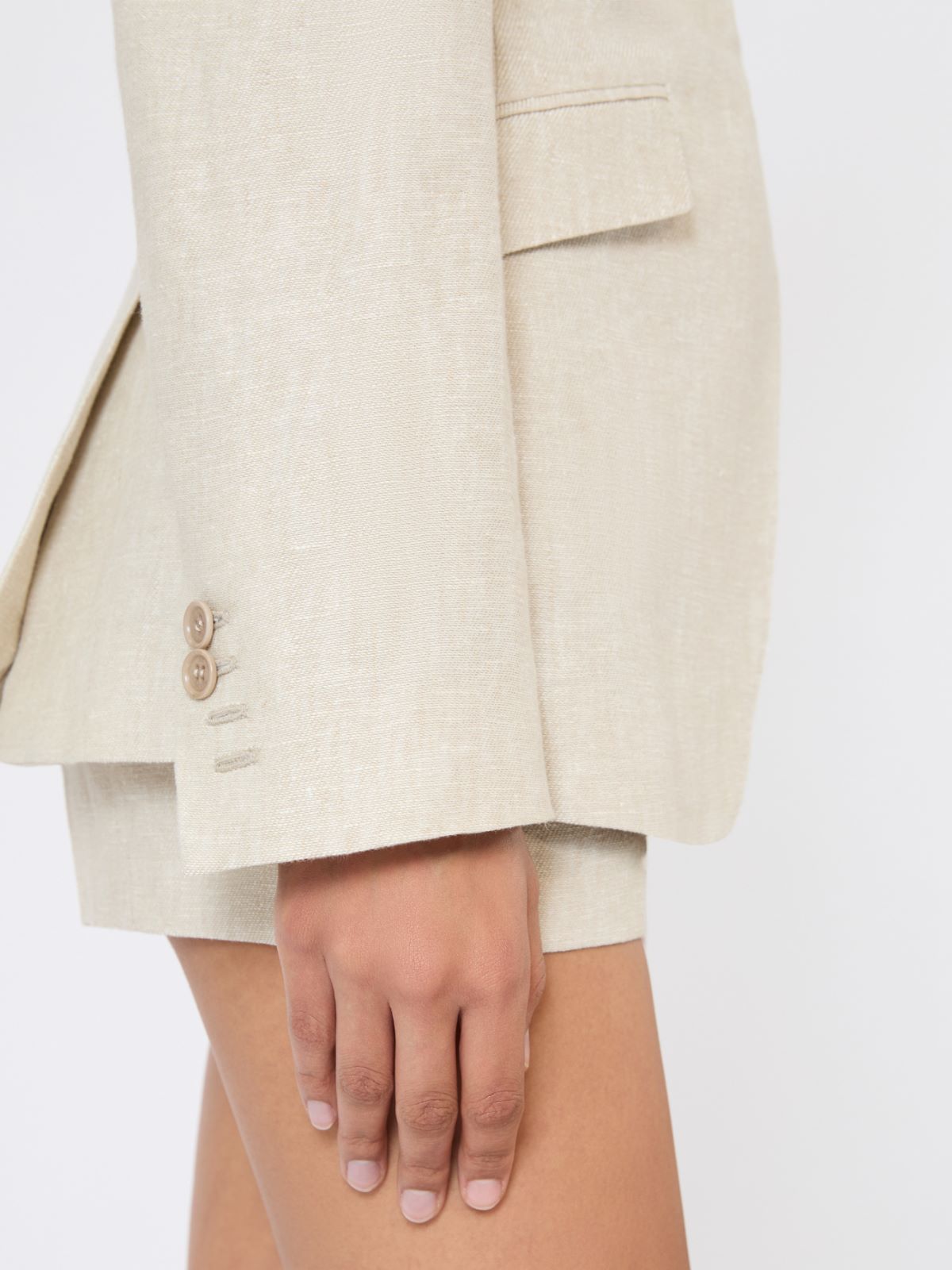 Double-breasted blazer in linen drill - SAND - Max Mara - 5