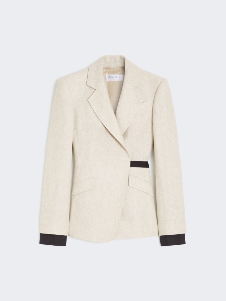 Double-breasted blazer in linen drill - SAND - Max Mara