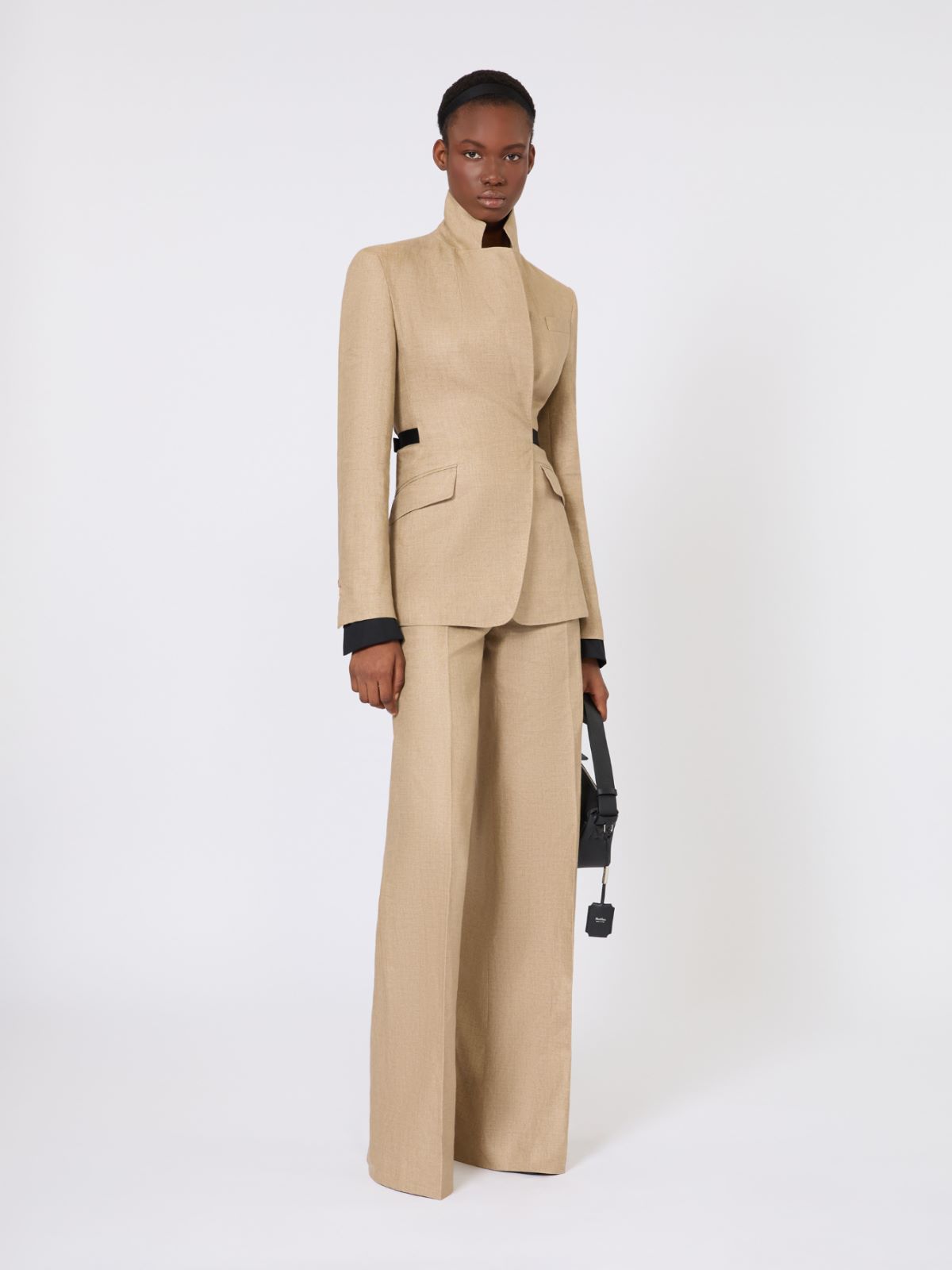 Double-breasted blazer in wool and cotton canvas - CAMEL - Max Mara