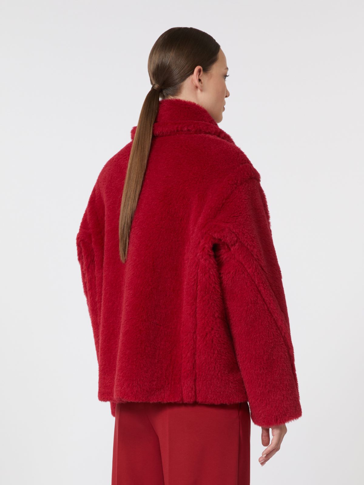 Cropped Teddy coat in alpaca and wool - RED - Max Mara - 5
