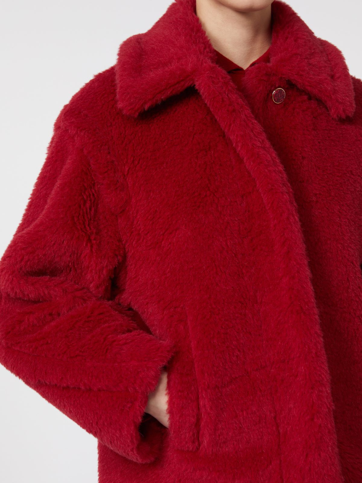 Cropped Teddy coat in alpaca and wool - RED - Max Mara - 5